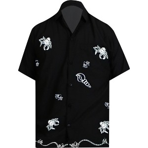 LA LEELA Mens Short Sleeve Button Down Casual Camp Summer Beach Shirts Business Dress Shirts for Men Vacation Solid Shirts with Pocket - 1 of 4