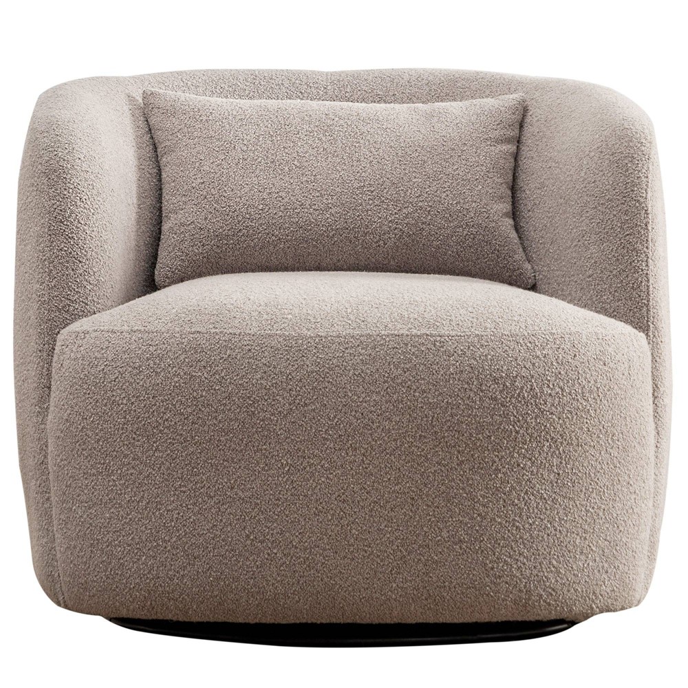 Photos - Chair Boucle Upholstered Swivel Armchair Taupe - Kinwell