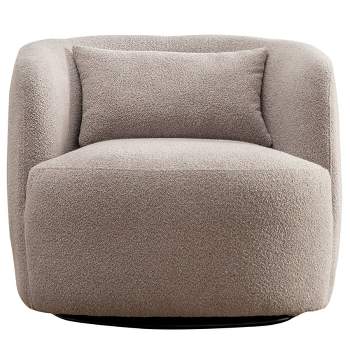 Boucle Upholstered Swivel Armchair - Kinwell