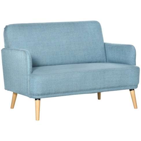 Homcom 48 Loveseat Sofa For Bedroom Modern Love Seats Furniture Upholstered Small Couch For Small Space Blue Target