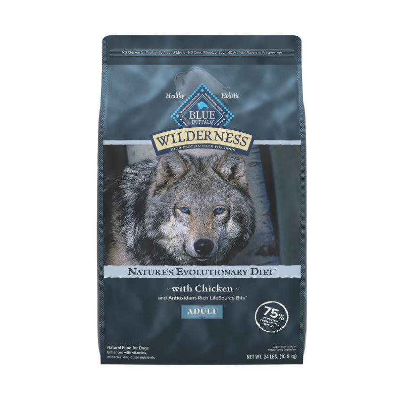 Blue Buffalo Wilderness High Protein Natural Adult Dry Dog Food with Chicken Flavor - 24lbs, 1 of 12