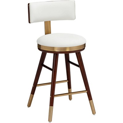 Studio 55D Parker 25 1/2" White Leather Counter Stool