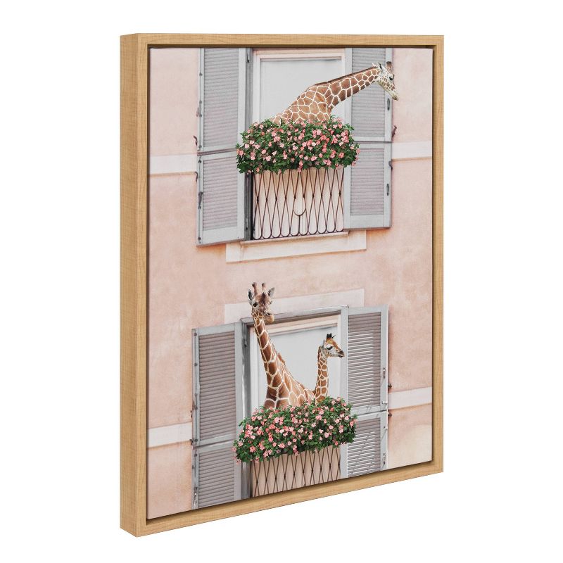 Kate &#38; Laurel All Things Decor 18&#34;x24&#34; Sylvie Giraffe Neighbors Framed Canvas Wall Art by July Art Prints Natural Zoo Animal City, 3 of 6