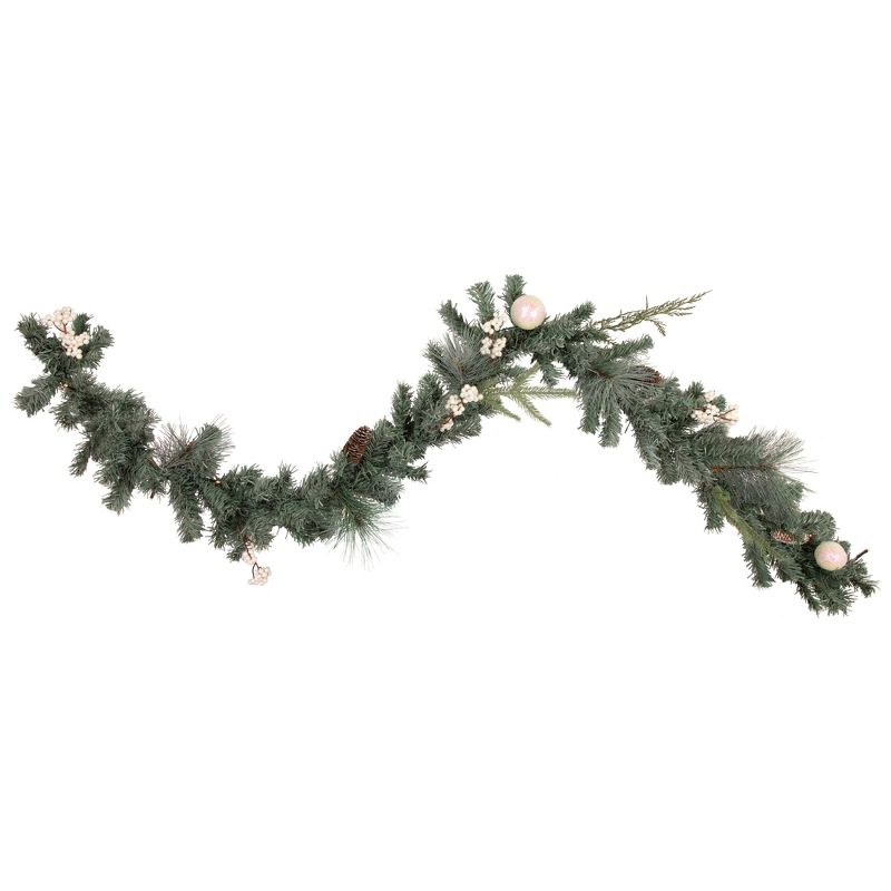 Northlight Pre-Lit Battery Operated Decorated Pine Christmas Garland - 6' x 12" - Warm White LED Lights, 1 of 5