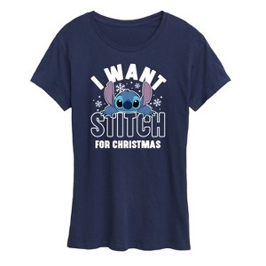Women's - Lilo and Stitch - I Want A Stitch For Christmas Short Sleeve Graphic T-Shirt - 1 of 4