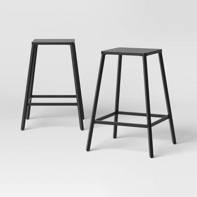 2pk Metal Counter Height Barstool Black - Room Essentials™: Steel Frame, Powder-Coated Finish, Armless Design