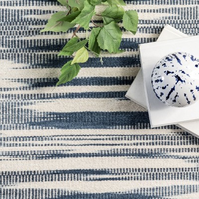 Reba Blue Stripe Handmade Wool-Blend 5' x 8' Area Rug