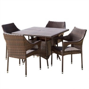 Arden 5pc Wicker Patio Dining Set -Multibrown - Christopher Knight Home - 1 of 4