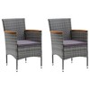 vidaXL Patio Dining Set 3 Piece with Cushions Garden Outdoor Terrace Balcony Dining Table and Chair Seat Seating Furniture Poly Rattan Gray - 3 of 4