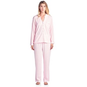 Casual Nights Women's Long Sleeve Floral Lace Trim Pajama Set - 1 of 4
