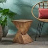 VisioGear Side Table, 18 Inch Outdoor Side Table, Geometric Pedestal Design for Balcony Porch Pool, Brown, 12.5"*12.5"*18" - 4 of 4