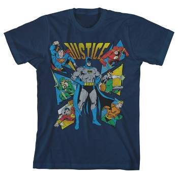 Justice League Batman And Comrades Boy's Navy T-shirt