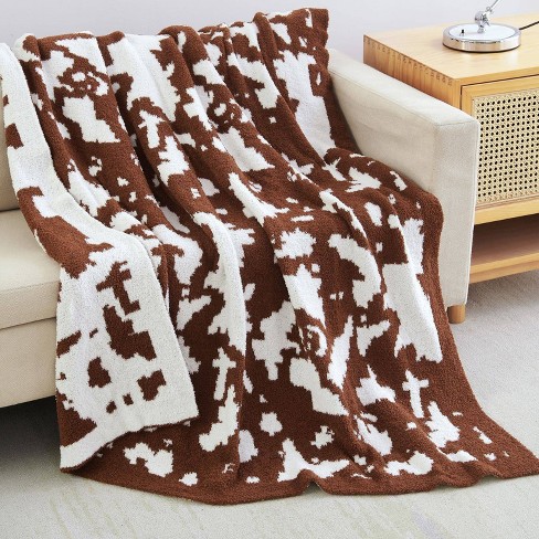 Cow print heated blanket hot sale