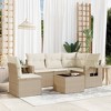 vidaXL Garden Sofa Set Beige Poly Rattan Medium Foldable - 2 of 4