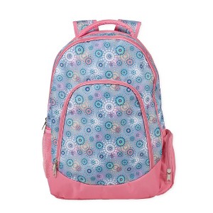 Reinforced and Water Resistant Padded Laptop School Backpack (Periwinkle Circle Dot) - 1 of 3