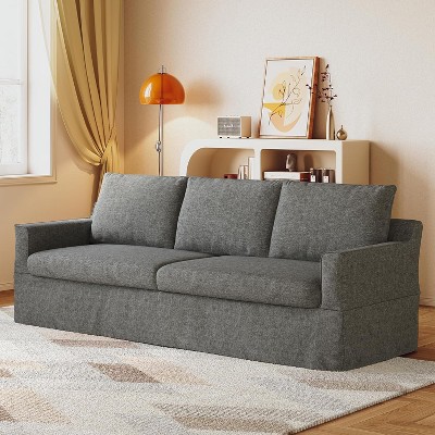 Vipbear 3-Seater Sofa Couch with Deep Seats, 93" Slipcovered Upholstered Sofa with Removable Cover,for Living Room, Bedroom, Apartment and Office