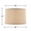 Springcrest Taupe Linen Small Hardback Drum Lamp Shade 15" Top x 16" Bottom x 11" Slant x 11" High (Spider) Replacement with Harp and Finial - 4 of 4