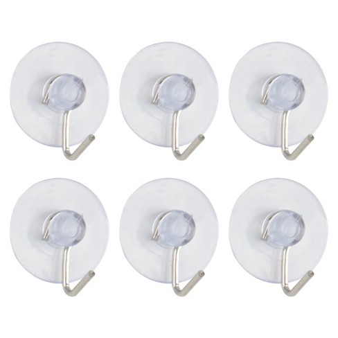 Unique Bargains Removable Metal Hook Vacuum Suction Cup Hooks 1" Diameter Clear 6 Pcs - image 1 of 4