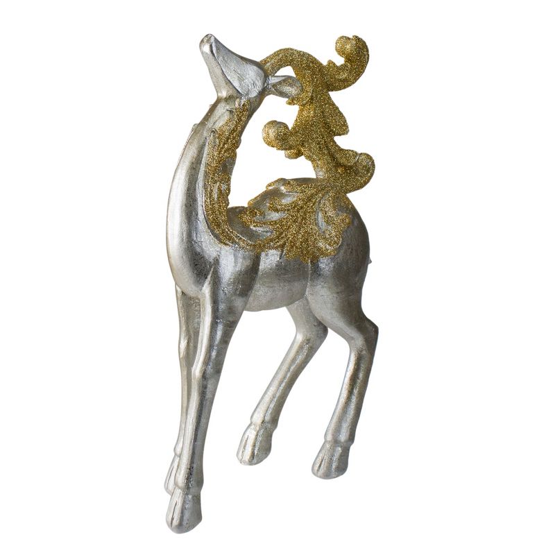 Northlight 12" Silver and Gold Glitter Christmas TableTop Reindeer Figure, 3 of 5