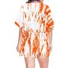 LA LEELA Women's House Daily Routine Evening Wear Vacation Casual Dailywear Holiday Relaxed Fit Caftan Short Loungewear 2X-3X Orange, Tie Dye Design - 2 of 4