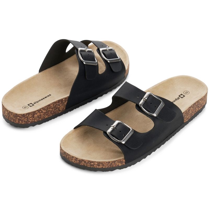 Alpine Swiss Mens Double Strap Casual Slides Flat Sandals, 4 of 6