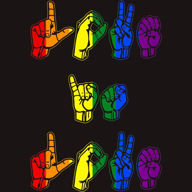 Adult Design By Humans Love Is Love Sign Language Pride By ToruSanogawa T-Shirt, 2 of 3