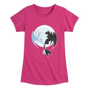 Girls' - How to Train Your Dragon - Night And Light Moon Fitted Short Sleeve Graphic T-Shirt - 1 of 4
