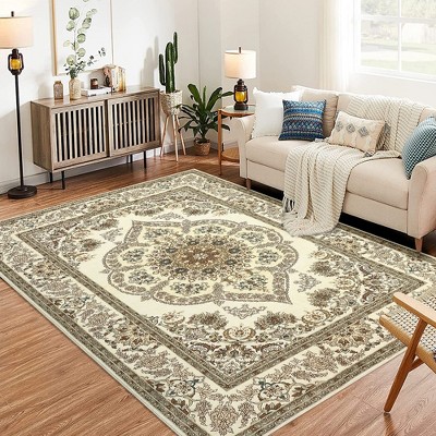 WhizMax Washable Boho Floral Medallion Area Rug