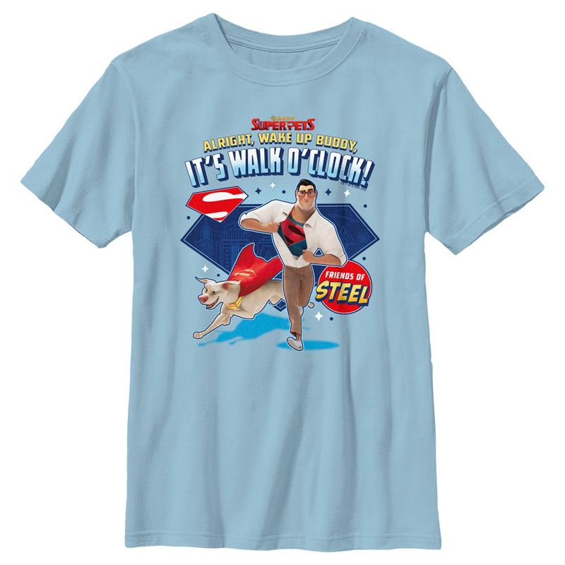 Boy's DC League of Super-Pets Superman and Krypto Walk O'Clock T-Shirt, 1 of 5