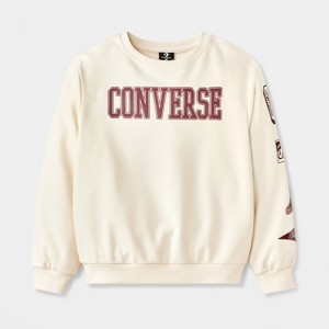 Converse® Boys' French Terry Collegiate Crewneck Sweatshirt - Cream - 1 of 4