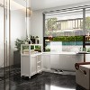 KWPZQEB Bamboo Floor Cabinet, Modern Storage Organizer with 2 Doors and Shelves, Freestanding Floor Storage Cabinet for Living Room, Bathroom - 4 of 4