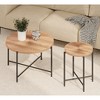 Radial Pattern 2-Piece Coffee and End Table Set ¨C MDF with PVC Cover, Distressed Cylindrical Design, Metal Legs - 2 of 4