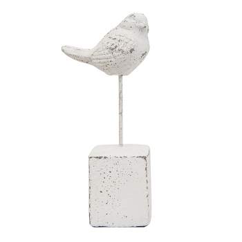 Bird White Cement & Metal Decorative Figure - Foreside Home & Garden