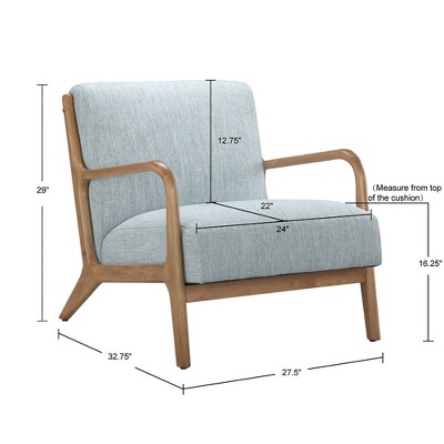 Mid-Century Light Blue Elm Wood Accent Chair