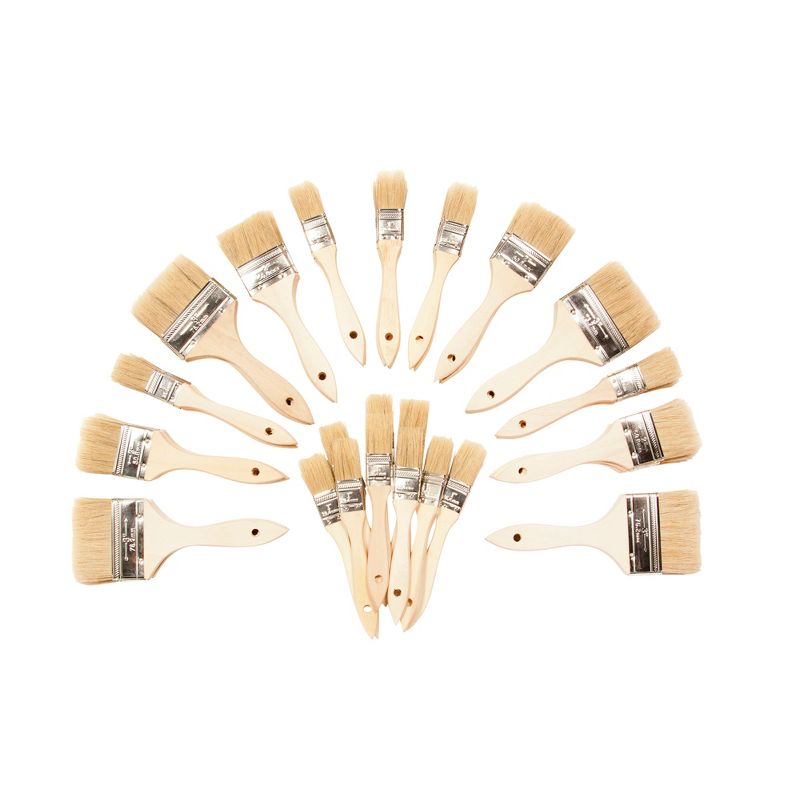 Jack Richeson Utility White Bristle Brushes Assortment,  Flat Type, Assorted Sizes , Set of 48, 1 of 4