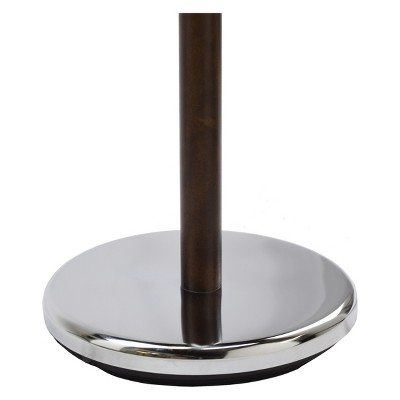 68" Chrome and Walnut Freestanding Metal Coat Rack with 6 Hooks