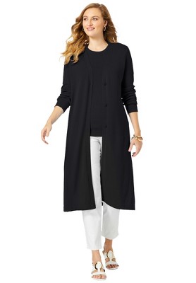 Jessica London Women's Plus Size Fine Gauge Duster Cardigan