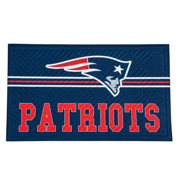 Evergreen NFL New England Patriots Embossed Mat Cross Hatch Indoor and Outdoor Doormat, 1 of 6