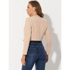 Allegra K Women's Stand Collar Zip Up Faux Suede Cropped Jacket - 3 of 4