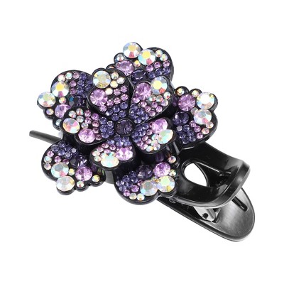 Unique Bargains Women's Grace Three-tooth Hairpin 3.54"x2.52"x1.97" Purple 1 Pc