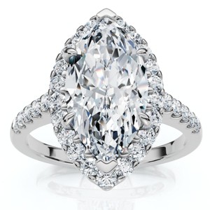 Pompeii3 Certified 2.40Ct Marquise Halo Diamond Engagement Ring 14k Gold or Pt Lab Created - 1 of 4