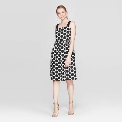 Women's Polka Dot Contrast Strap Midi A 