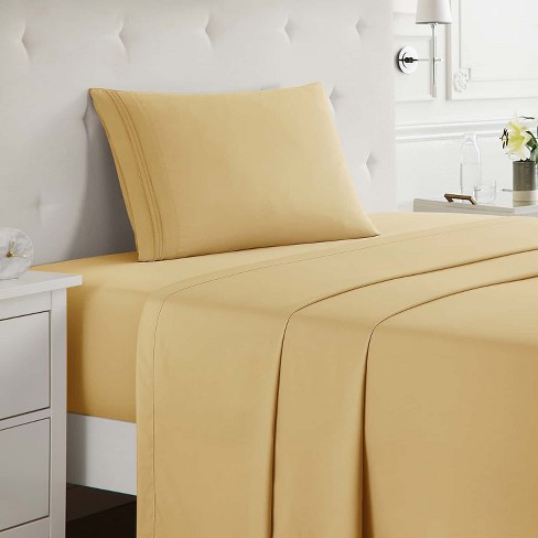 Nestl 3 Piece Twin XL Size Bed Sheet Set Deep Pocket Extra Soft Microfiber Twin Extra Long Sheets Camel Gold