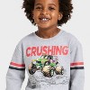 Toddler Boys' Monster Jam Grave Digger "Crushing" Valentines Fleece Sweatshirt - Gray - 2 of 4
