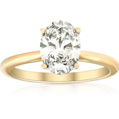 Pompeii3 VS 1 3/4Ct Solitaire Oval Diamond 14k Yellow Gold Engagement Ring Lab Created