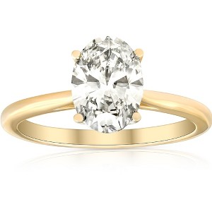 Pompeii3 VS 1 3/4Ct Solitaire Oval Diamond 14k Yellow Gold Engagement Ring Lab Created - 1 of 4