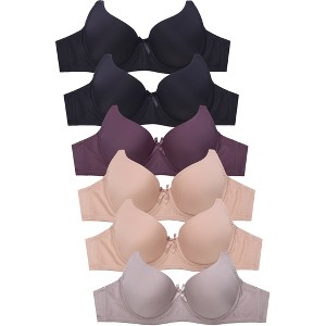 PACK OF 6 SOFRA WOMEN'S FULL COVERAGE SOLID T SHIRT BRA NEUTRAL COLORS (BR4250P7) Multicolor 34A - 1 of 3
