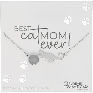 Pavilion Gift Company - Cat Mom - Rhodium Plated Agate Adjustable Necklace - Necklaces - 1 of 4