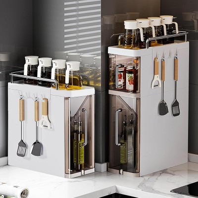 Slim Spice Rack with Drawer - Pull-Out Kitchen & Bathroom Organizer, Countertop Storage for Small Spaces