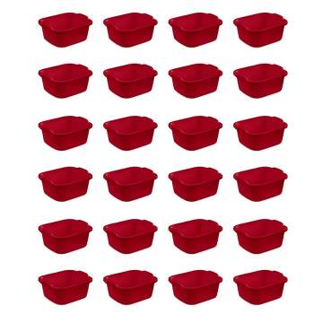 Sterilite Convenient Extra Large Heavy Duty Multi-Functional Home 12 Quart Standard Sink Dish Washing Plastic Storage Pan, Red (24 Pack)